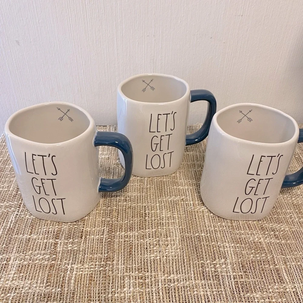 NEW SET OF 3 Rae Dunn Lets Get Lost Mugs